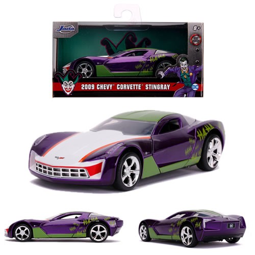 1:32 Scale Diecast - Hollywood Rides - DC - 2009 Corvette Stingray Concept (Joker Deco)