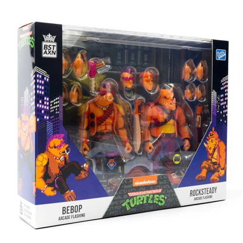 BST AXN Best Action Figures - TMNT - 5" Bebop & Rocksteady Arcade Flashing 2-Pack (SDCC 2022) Ex